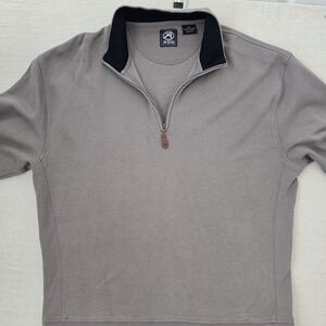 Ahead Men’s XXL Quarter Zip Pullover Taupe Cotton Sweater Golf Casual 1/4 Zip